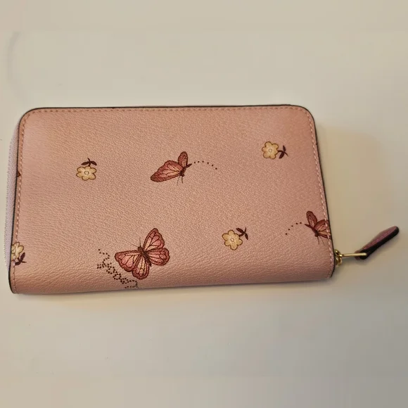 Coach Pink Butterfly Zip Around Wallet - Picture 5 of 9